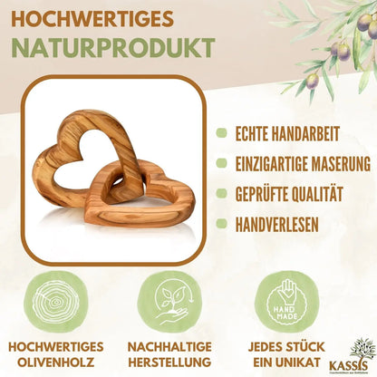 Olivenholz Verbundene Herzen schönes Geschenk zur Hochzeit Jubiläum Valentinstag - Herz