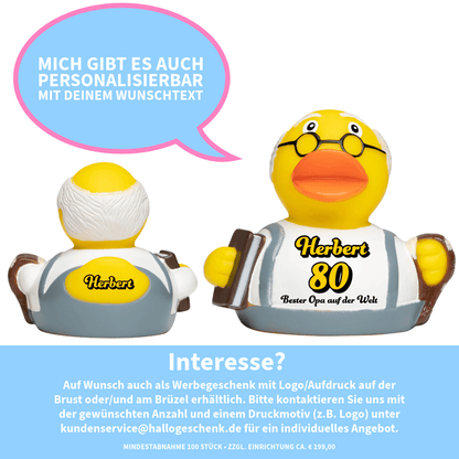 OPA Quietsche-Ente / Badeente (optional personalisiert erhältlich) - HalloGeschenk.de #geschenkideen# #personalisiert# #geschenk#