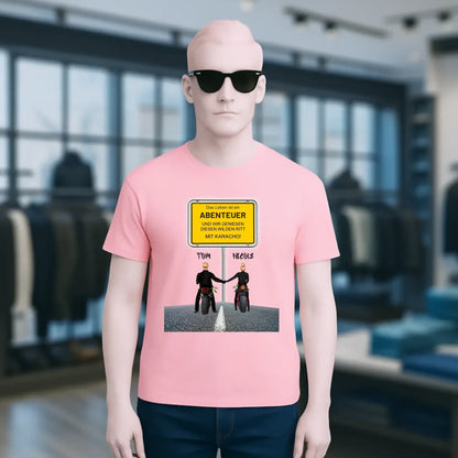 Ortsschild-Designer mit Motorrad-Couple • Unisex Premium T-Shirt XS-5XL aus Bio-Baumwolle für Damen & Herren