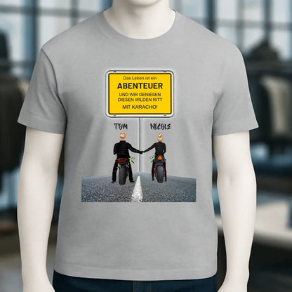 Ortsschild-Designer mit Motorrad-Couple • Unisex Premium T-Shirt XS-5XL aus Bio-Baumwolle für Damen & Herren