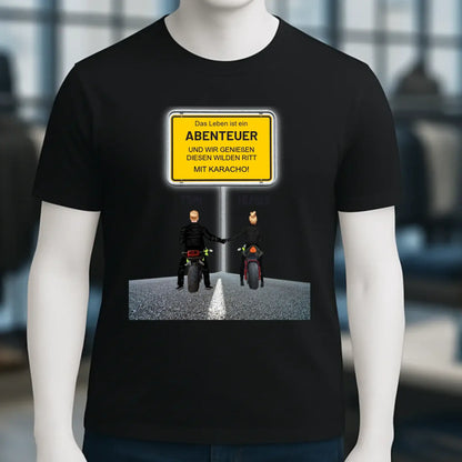 Ortsschild-Designer mit Motorrad-Couple • Unisex Premium T-Shirt XS-5XL aus Bio-Baumwolle für Damen & Herren