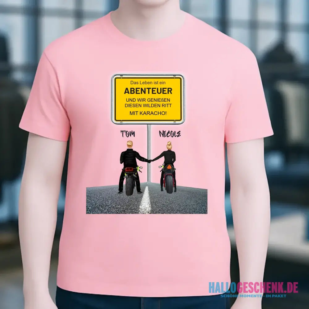 Ortsschild-Designer mit Motorrad-Couple • Unisex Premium T-Shirt XS-5XL aus Bio-Baumwolle für Damen & Herren