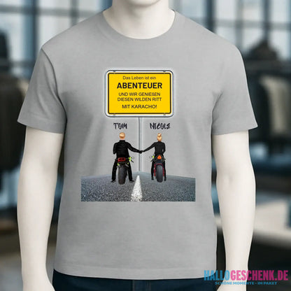 Ortsschild-Designer mit Motorrad-Couple • Unisex Premium T-Shirt XS-5XL aus Bio-Baumwolle für Damen & Herren