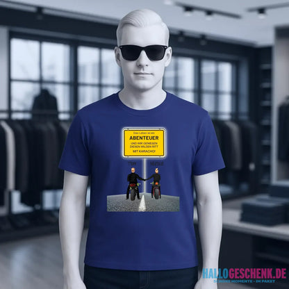 Ortsschild-Designer mit Motorrad-Couple • Unisex Premium T-Shirt XS-5XL aus Bio-Baumwolle für Damen & Herren