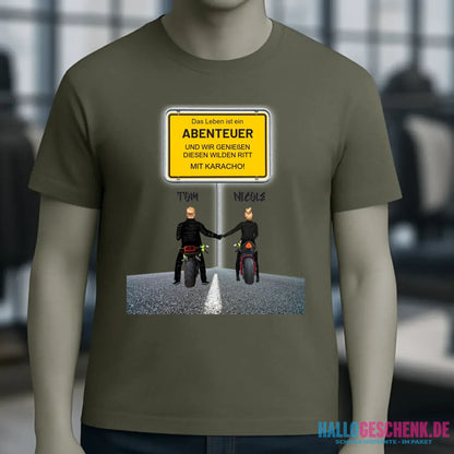 Ortsschild-Designer mit Motorrad-Couple • Unisex Premium T-Shirt XS-5XL aus Bio-Baumwolle für Damen & Herren