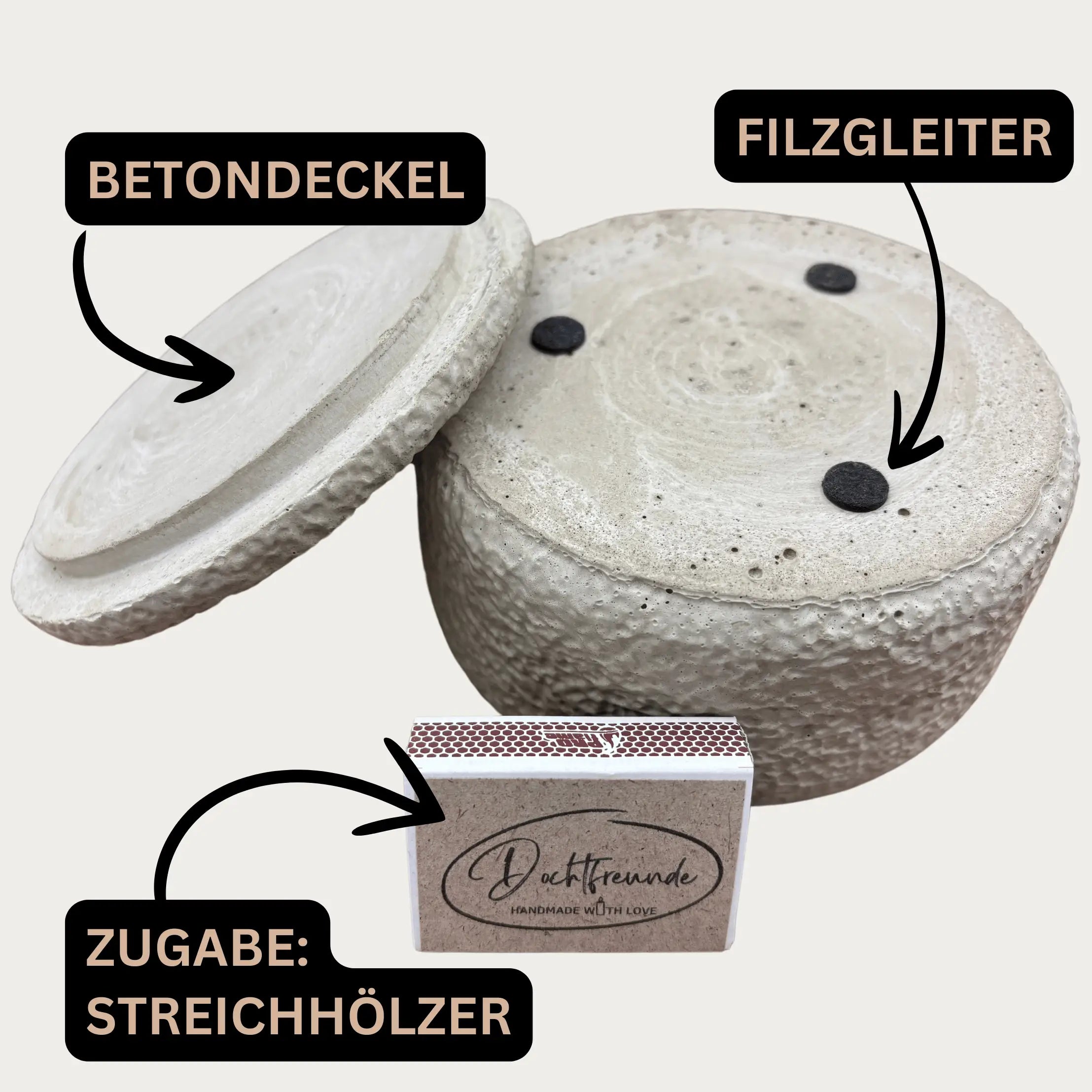 Outdoor Citronella-Betonkerzenset „Grey - Mugge Schreck“ – Handgemachter Insektenschutz aus dem Südschwarzwald