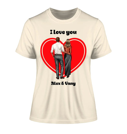 Paar-Design: Abendkleidung Couple (personalisierbare Figuren) - Damen T-Shirt (Fitted) • Bio / Natural / 2XL