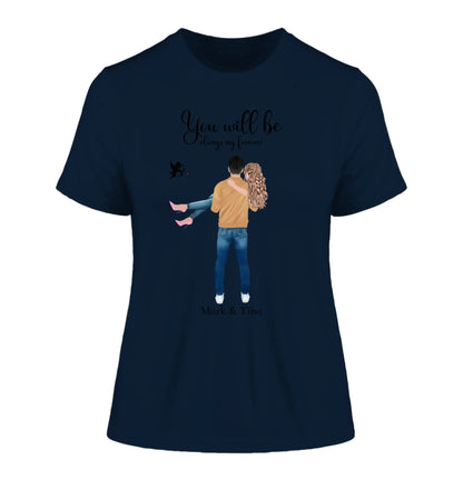 Paar-Design: Carry my Love (personalisierbare Figuren) - Damen T-Shirt (Fitted) • Bio / French Navy / 2XL