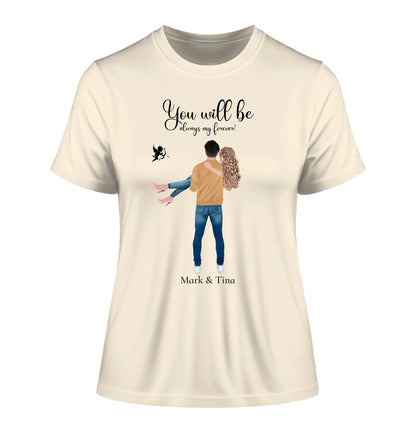 Paar-Design: Carry my Love (personalisierbare Figuren) - Damen T-Shirt (Fitted) • Bio / Natural / 2XL