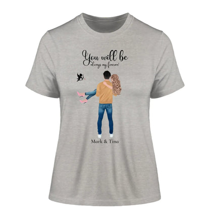Paar-Design: Carry my Love (personalisierbare Figuren) - Damen T-Shirt (Fitted) • Bio / Heather Grey / 2XL