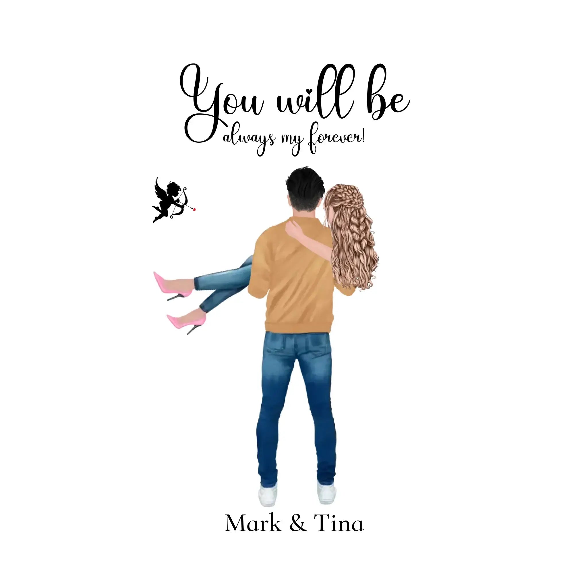 Paar-Design: Carry my Love (personalisierbare Figuren) - Sticker 20x20 cm (ausgestanzt) / White / OneSize