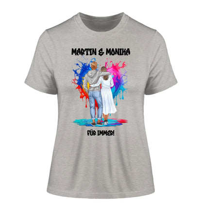Paar-Design: Fashion Couple (personalisierbare Figuren) - Damen T-Shirt (Fitted) • Bio / Heather Grey / 2XL