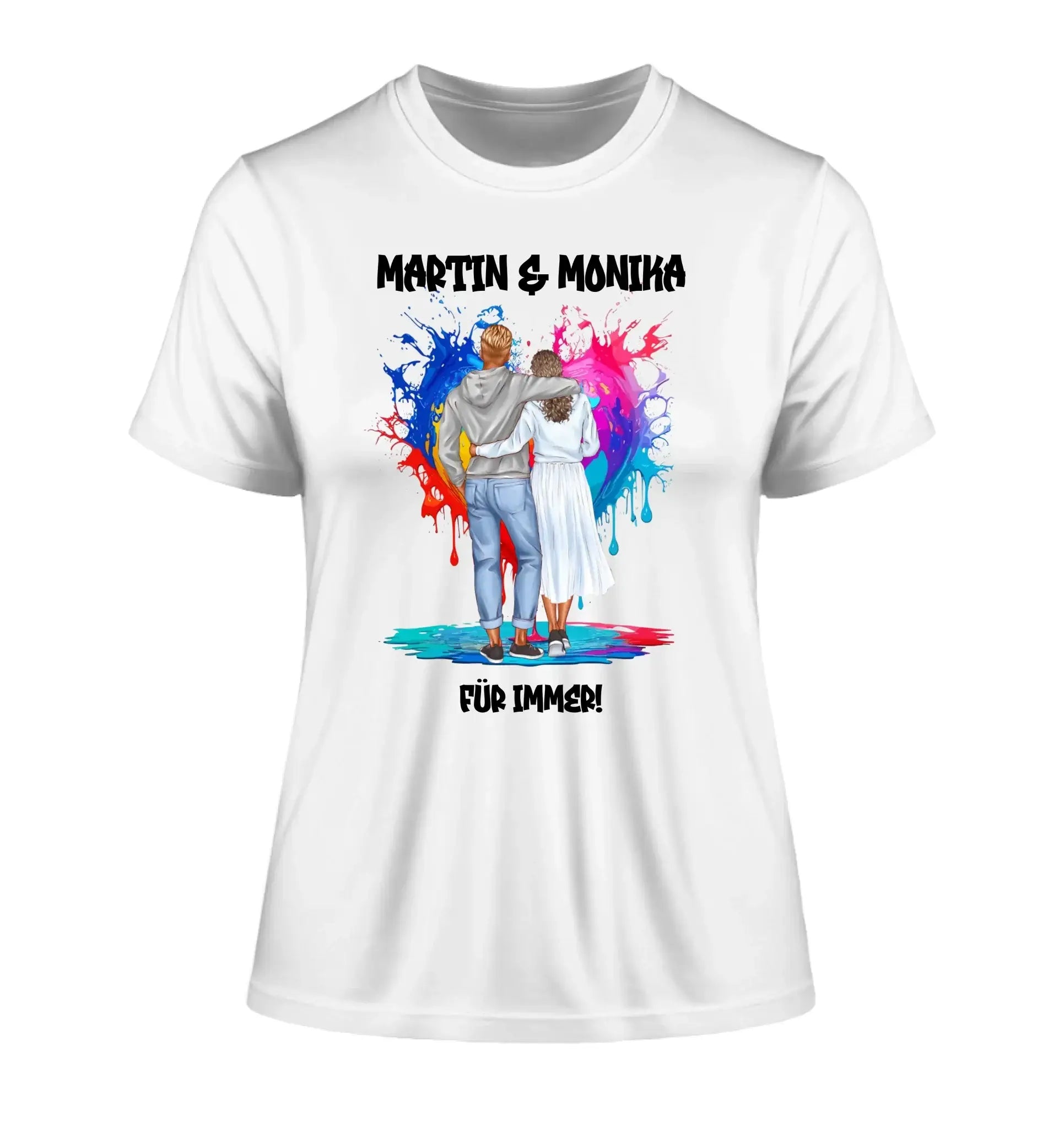 Paar-Design: Fashion Couple (personalisierbare Figuren) - Damen T-Shirt (Fitted) • Bio / White / 2XL