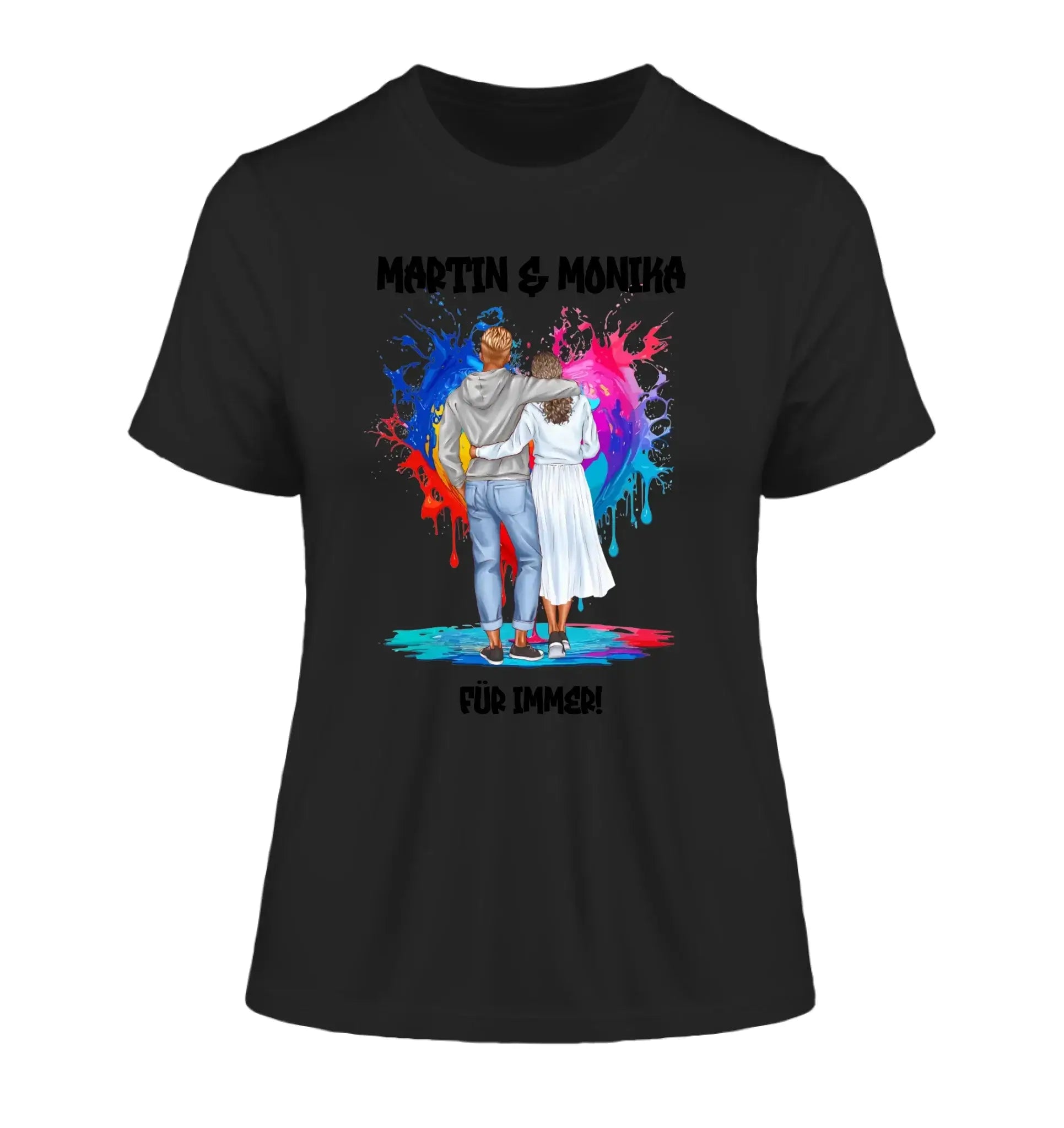 Paar-Design: Fashion Couple (personalisierbare Figuren) - Damen T-Shirt (Fitted) • Bio / Black / 2XL