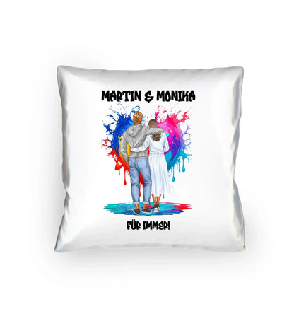 Paar-Design: Fashion Couple (personalisierbare Figuren) - Kissen 40x40 cm / White / 40cm-x-40cm - personalisierbare