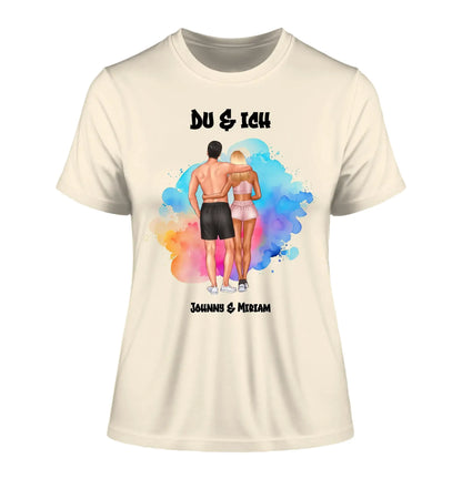 Paar-Design: Fitness Couple (personalisierbare Figuren) - Damen T-Shirt (Fitted) • Bio / Natural / 2XL