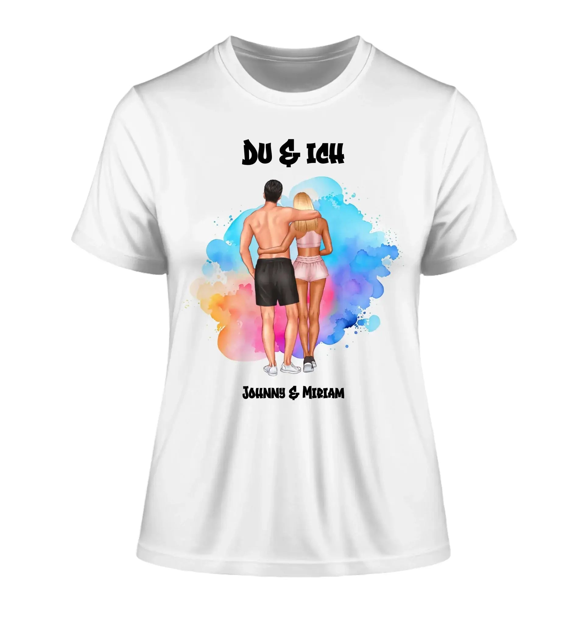 Paar-Design: Fitness Couple (personalisierbare Figuren) - Damen T-Shirt (Fitted) • Bio / White / 2XL
