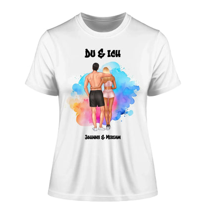 Paar-Design: Fitness Couple (personalisierbare Figuren) - Damen T-Shirt (Fitted) • Bio / White / 2XL