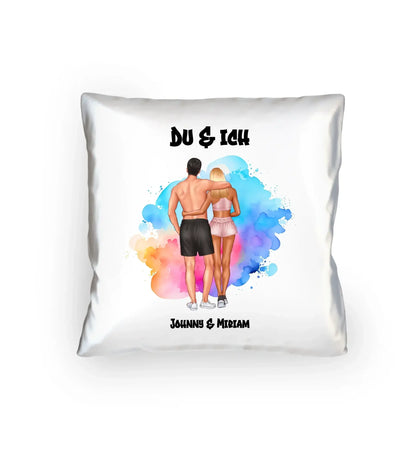 Paar-Design: Fitness Couple (personalisierbare Figuren) - Kissen 40x40 cm / White / 40cm-x-40cm - personalisierbare