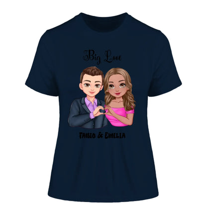 Paar-Design: Sweet Couple (personalisierbare Figuren) - Damen T-Shirt (Fitted) • Bio / French Navy / 2XL