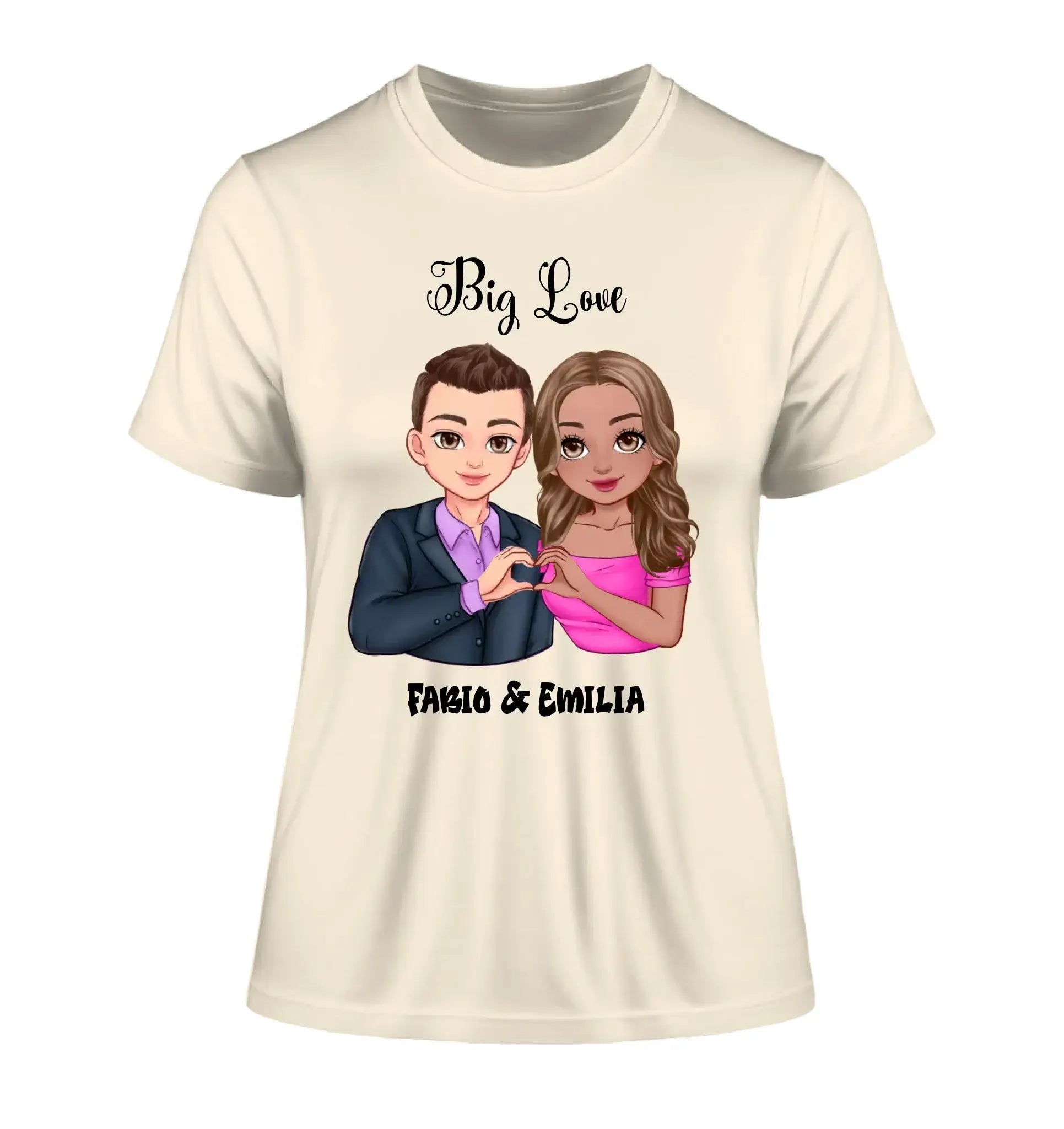 Paar-Design: Sweet Couple (personalisierbare Figuren) - Damen T-Shirt (Fitted) • Bio / Natural / 2XL