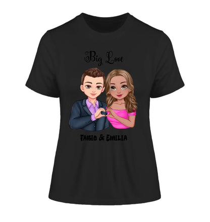 Paar-Design: Sweet Couple (personalisierbare Figuren) - Damen T-Shirt (Fitted) • Bio / Black / 2XL - personalisierbare