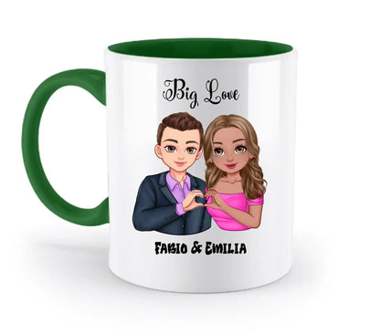 Paar-Design: Sweet Couple (personalisierbare Figuren) - Zweifarbige Tasse / Irish-Green / 330ml - personalisierbare