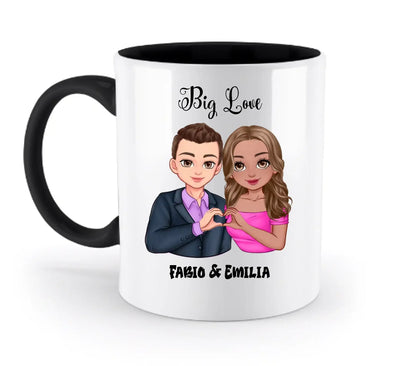 Paar-Design: Sweet Couple (personalisierbare Figuren) - Zweifarbige Tasse / Black / 330ml - personalisierbare Figuren