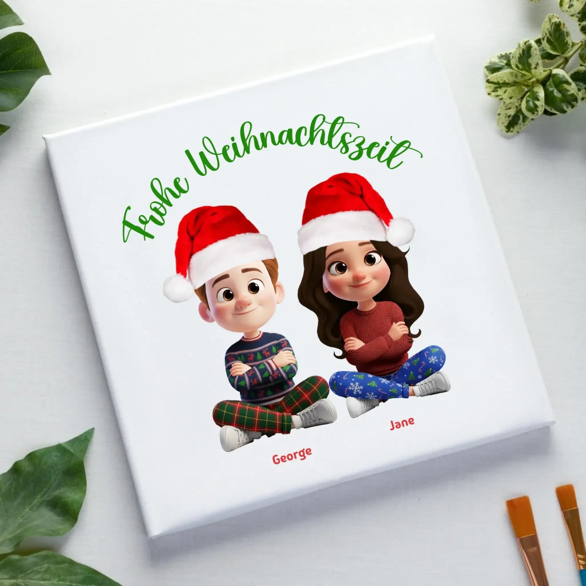 Paar-Design: Weihnachtspaar • 5 Motive mit Geschlechtswahl verfügbar (personalisierbare Figuren) - Leinwand