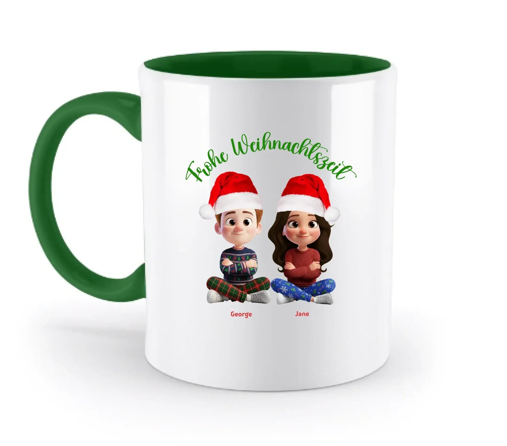 Paar-Design: Weihnachtspaar • 5 Motive mit Geschlechtswahl verfügbar (personalisierbare Figuren) - Zweifarbige Tasse