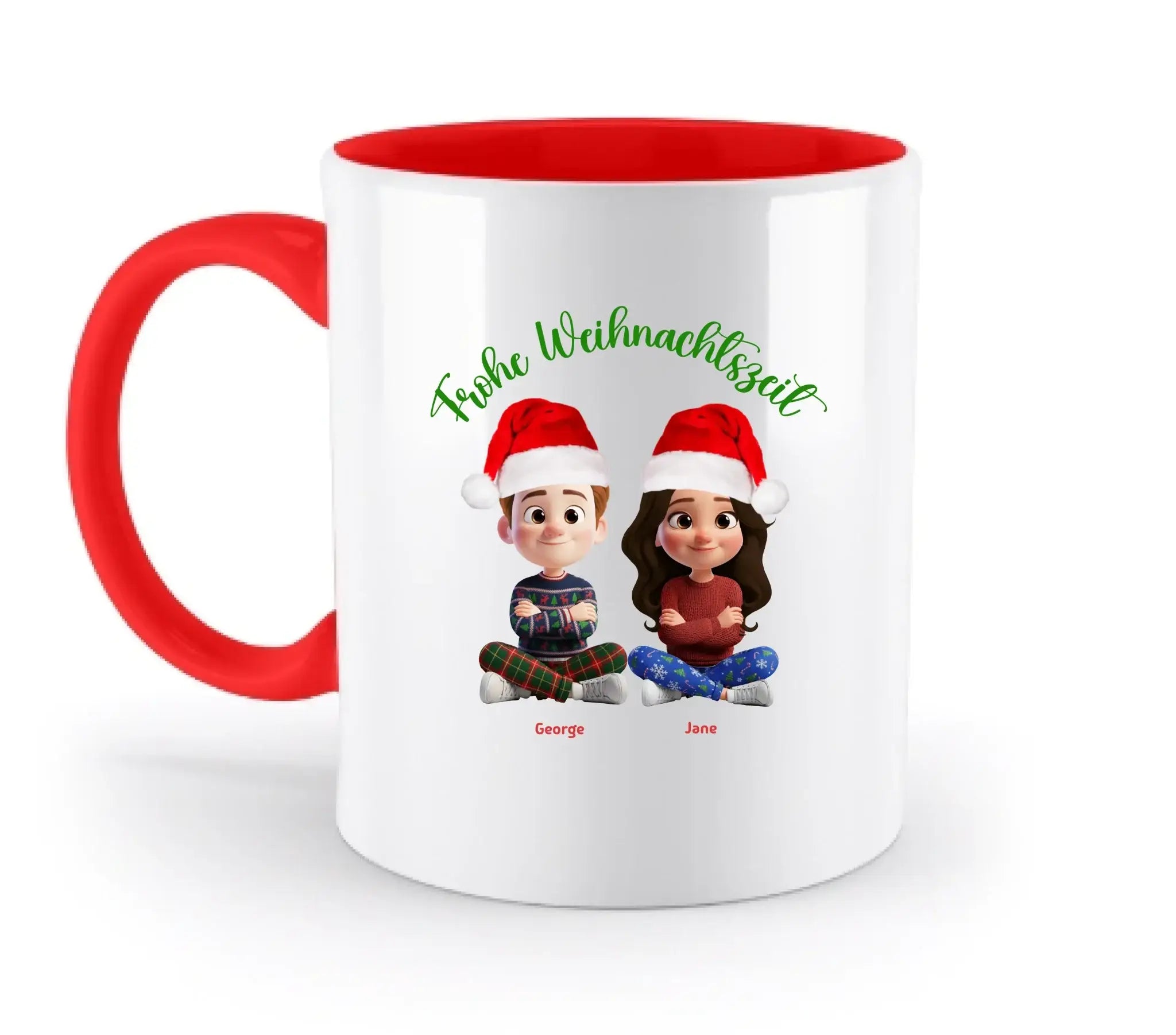 Paar-Design: Weihnachtspaar • 5 Motive mit Geschlechtswahl verfügbar (personalisierbare Figuren) - Zweifarbige Tasse