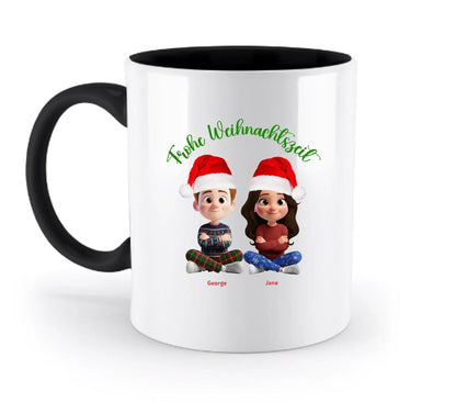 Paar-Design: Weihnachtspaar • 5 Motive mit Geschlechtswahl verfügbar (personalisierbare Figuren) - Zweifarbige Tasse