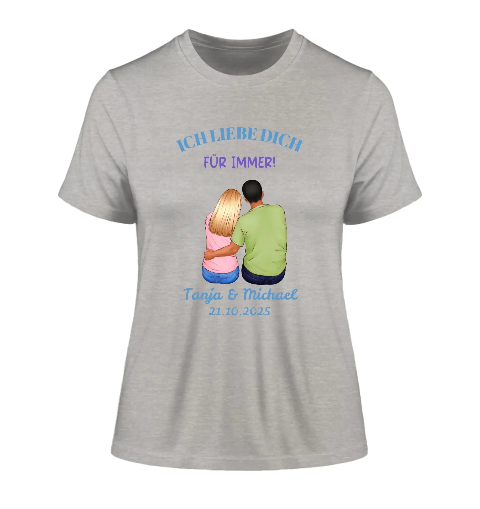 Paar-Designer (2 personalisierbare Figuren) - Damen T-Shirt (Fitted) • Bio / Heather Grey / 2XL - personalisierbare