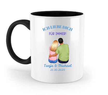 Paar-Designer (2 personalisierbare Figuren) - Zweifarbige Tasse / Black / 330ml - personalisierbare Figuren