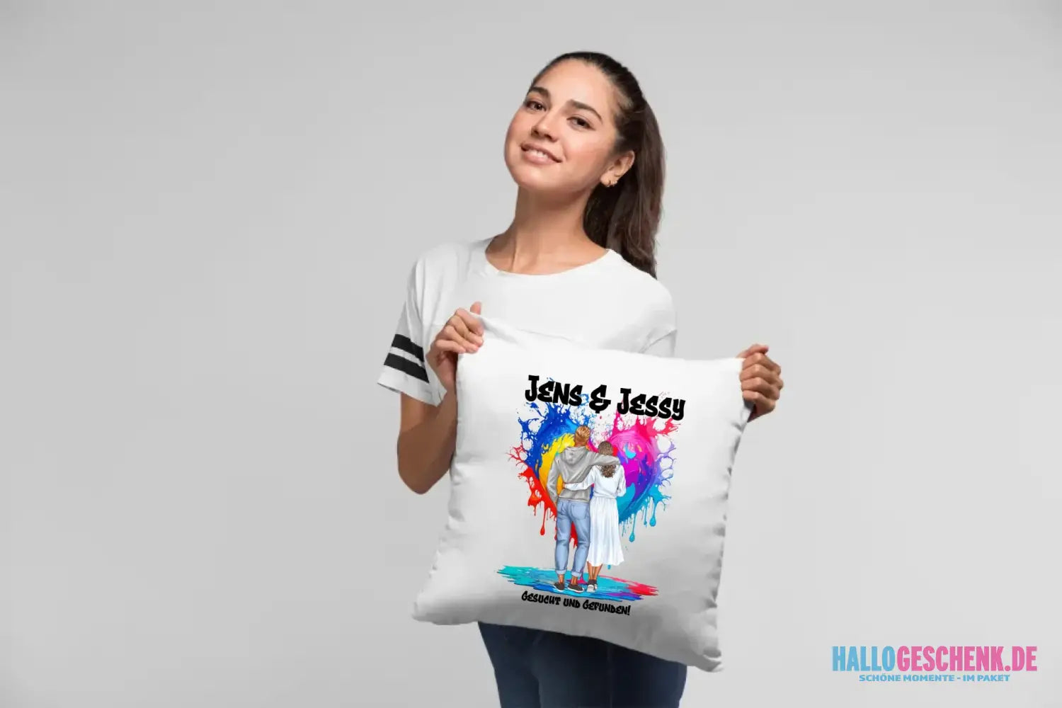 Paar Designer Fashion-Look, personalisierbar: Kissen 40x40 cm