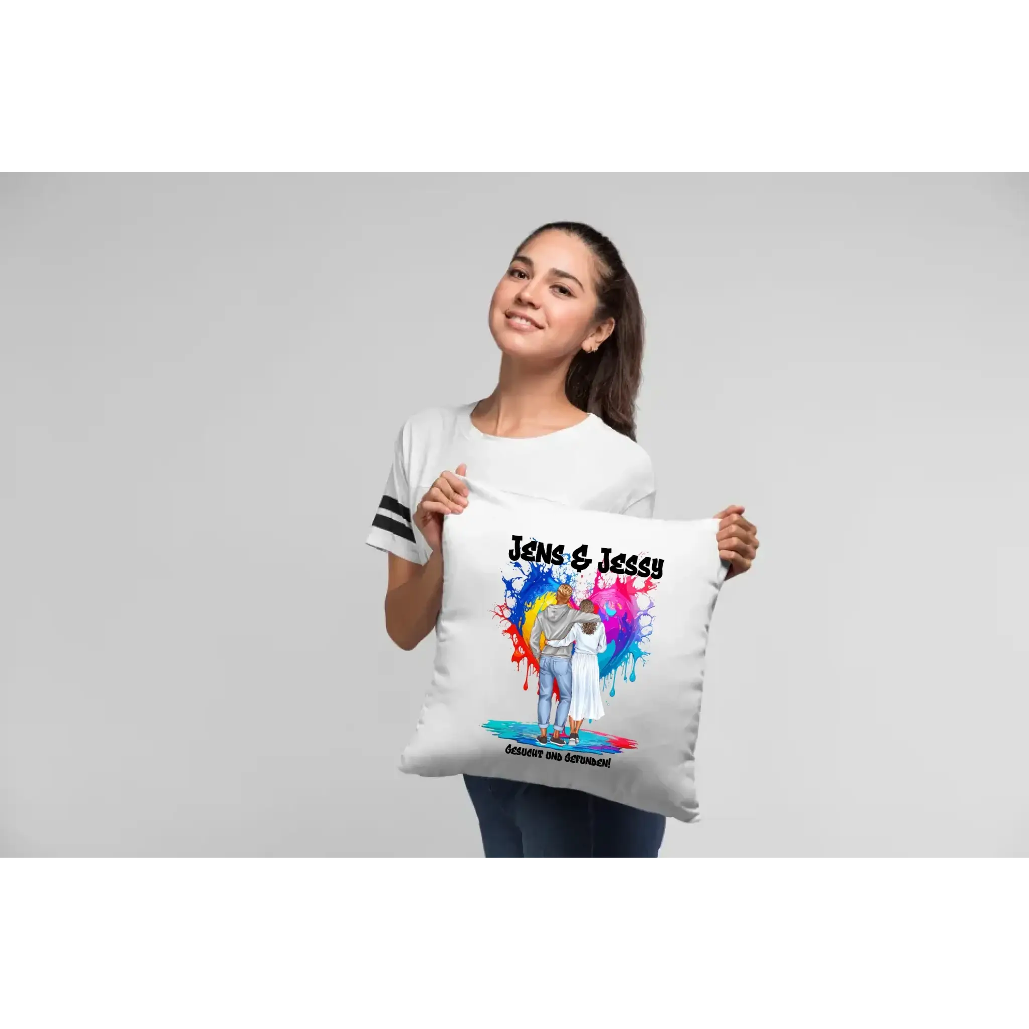 Paar Designer Fashion-Look, personalisierbar: Kissen 40x40 cm