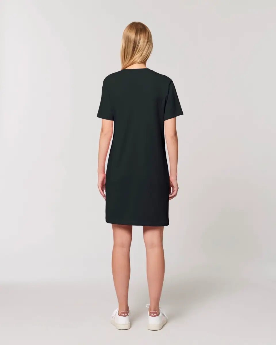 Paar Designer Fashion-Look, personalisierbar: T-Shirt Kleid aus Bio Baumwolle in 4 Farben XS-XXL / Organic Shirt Dress - HalloGeschenk.de #geschenkideen# #personalisiert# #geschenk#