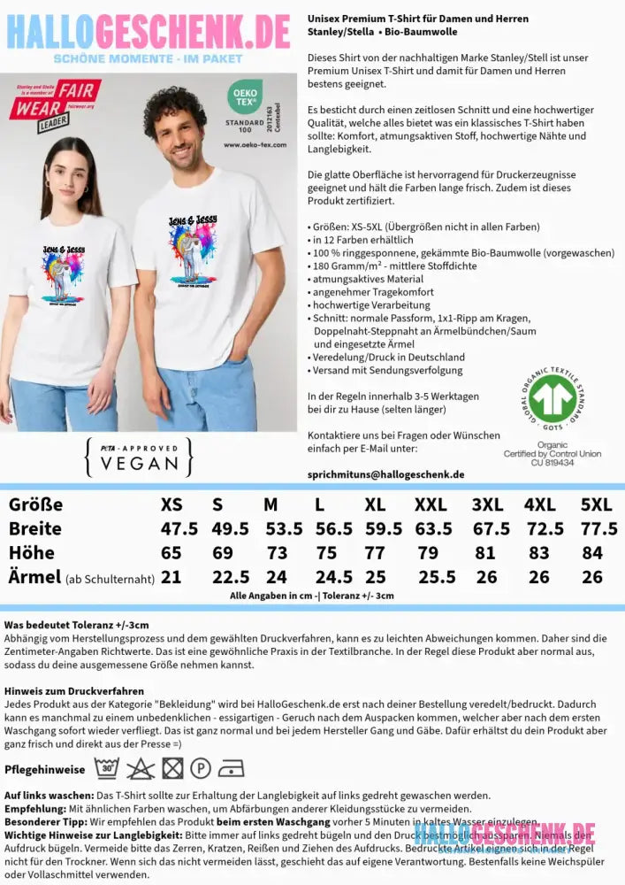 Paar Designer: Fashion-Look personalisierbar - Unisex Premium T-Shirt XS-5XL aus Bio-Baumwolle für Damen & Herren
