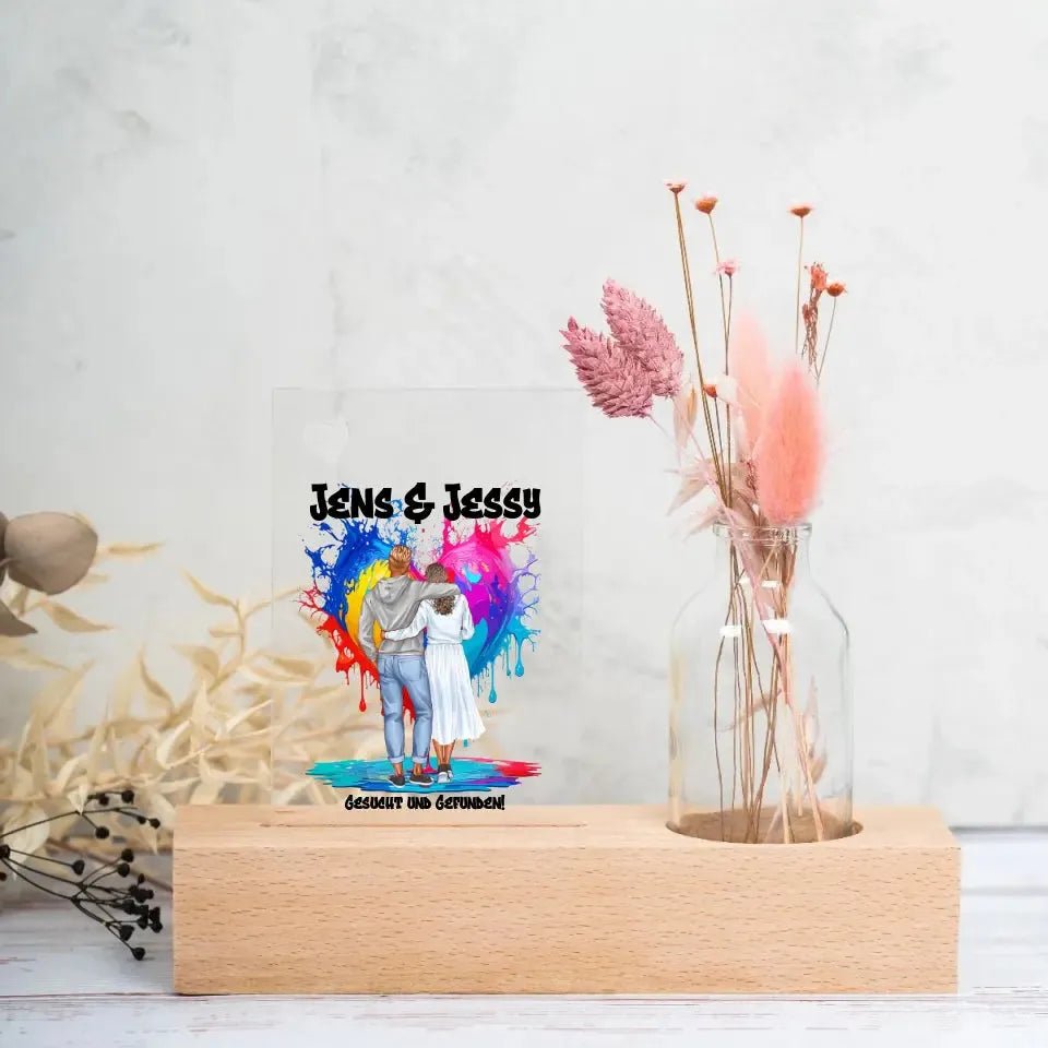 Paar Designer Fashion Look - Trockenblumenständer mit Vase & Druck auf Acrylschild von HalloGeschenk.de