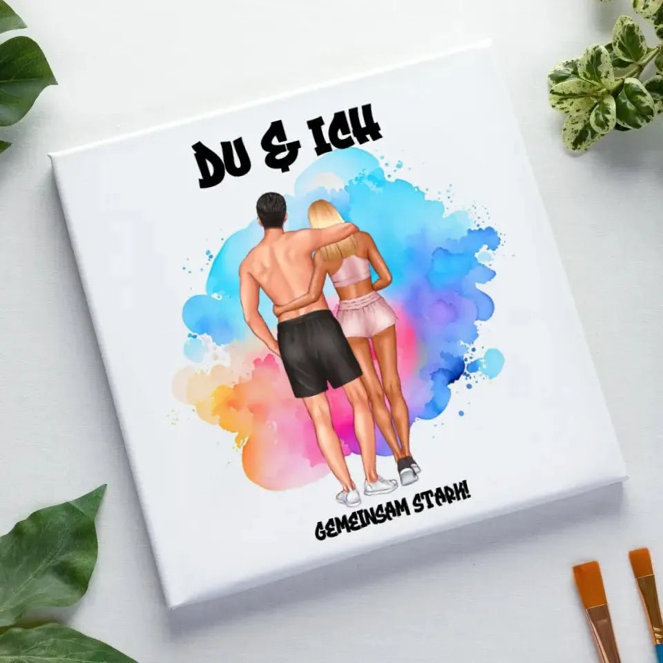 Paar Designer Fitness Couple • Leinwand in 4 Größen von HalloGeschenk.de