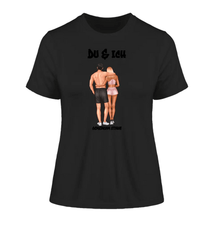 Paar Designer: Fitness Couple (personalisierbar) - Ladies Premium T - Shirt XS - 2XL aus Bio - Baumwolle für Damen - HalloGeschenk.de #geschenkideen# #personalisiert# #geschenk#