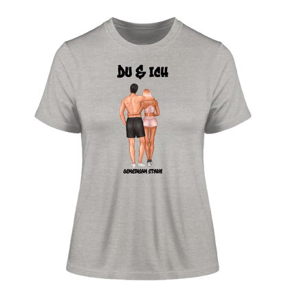 Paar Designer: Fitness Couple (personalisierbar) - Ladies Premium T - Shirt XS - 2XL aus Bio - Baumwolle für Damen - HalloGeschenk.de #geschenkideen# #personalisiert# #geschenk#