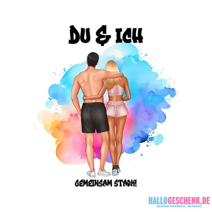 Paar Designer Fitness Couple personalisierbar: STICKER 20x20 cm (Aufkleber) - White / OneSize / ausgestanzter Sticker