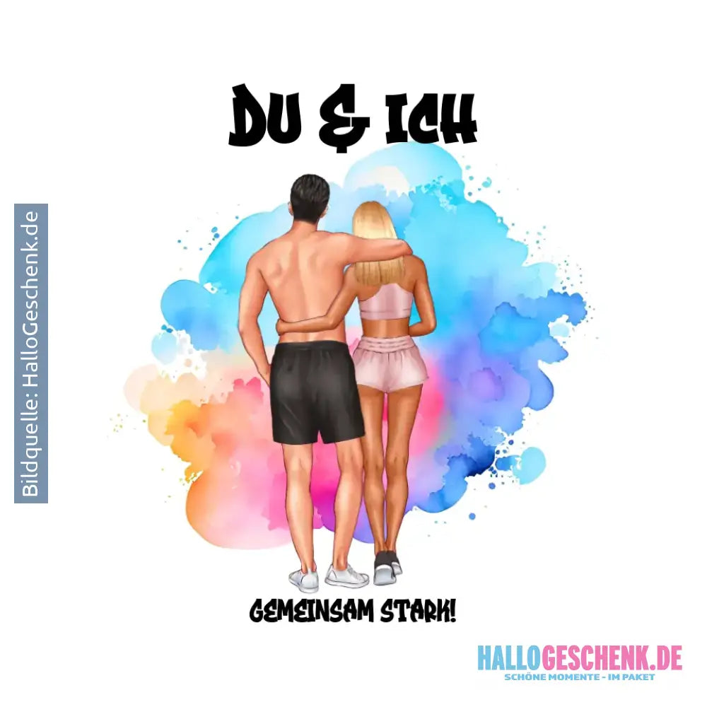 Paar Designer Fitness Couple personalisierbar: STICKER 20x20 cm (Aufkleber) - White / OneSize / ausgestanzter Sticker