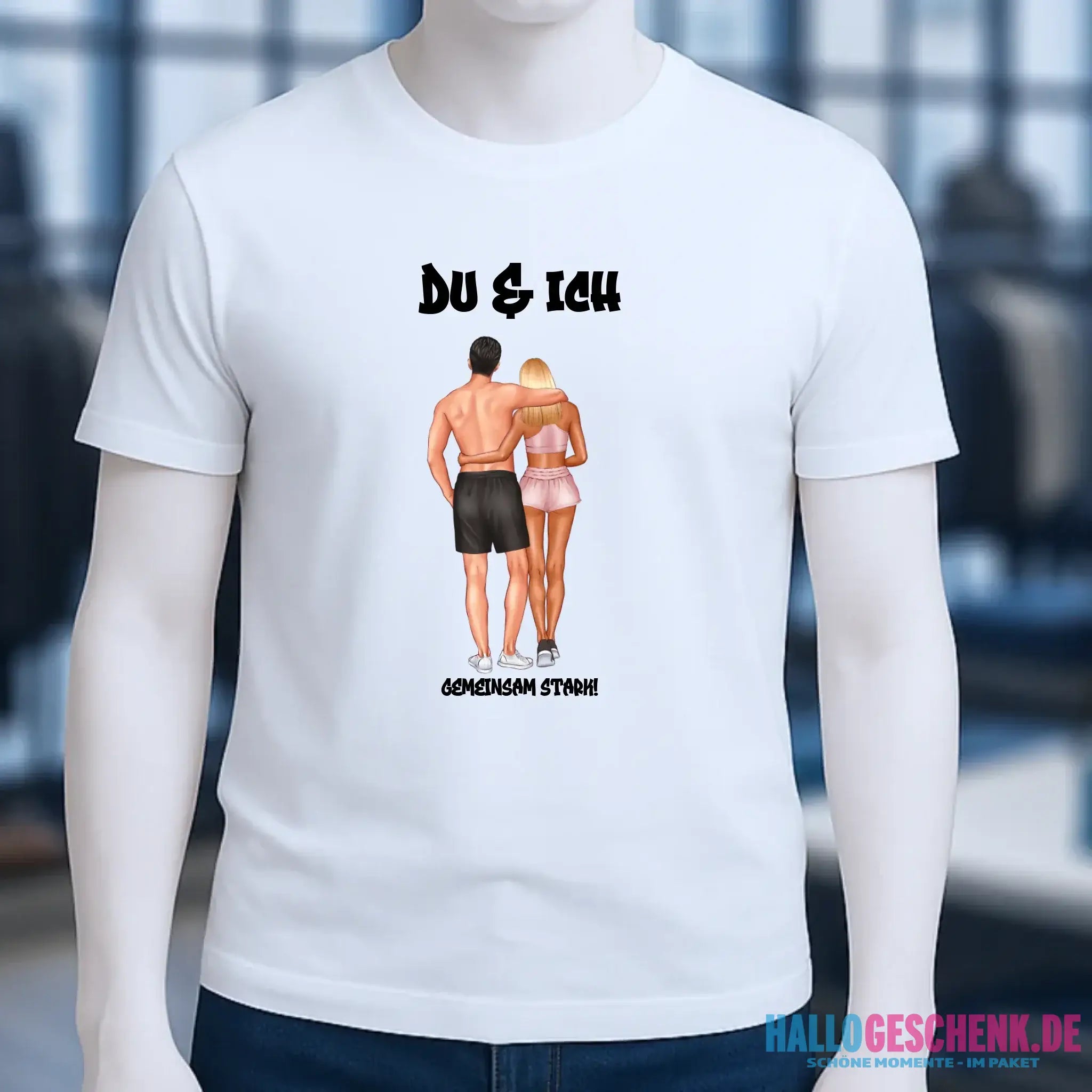Paar Designer: Fitness Couple personalisierbar - Unisex Premium T-Shirt XS-5XL aus Bio-Baumwolle für Damen & Herren