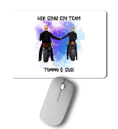 Paar-Designer: Motorrad Couple • mehrere Artikel • ’Statement-Collection’ • Wunschtext • personalisierte Figuren
