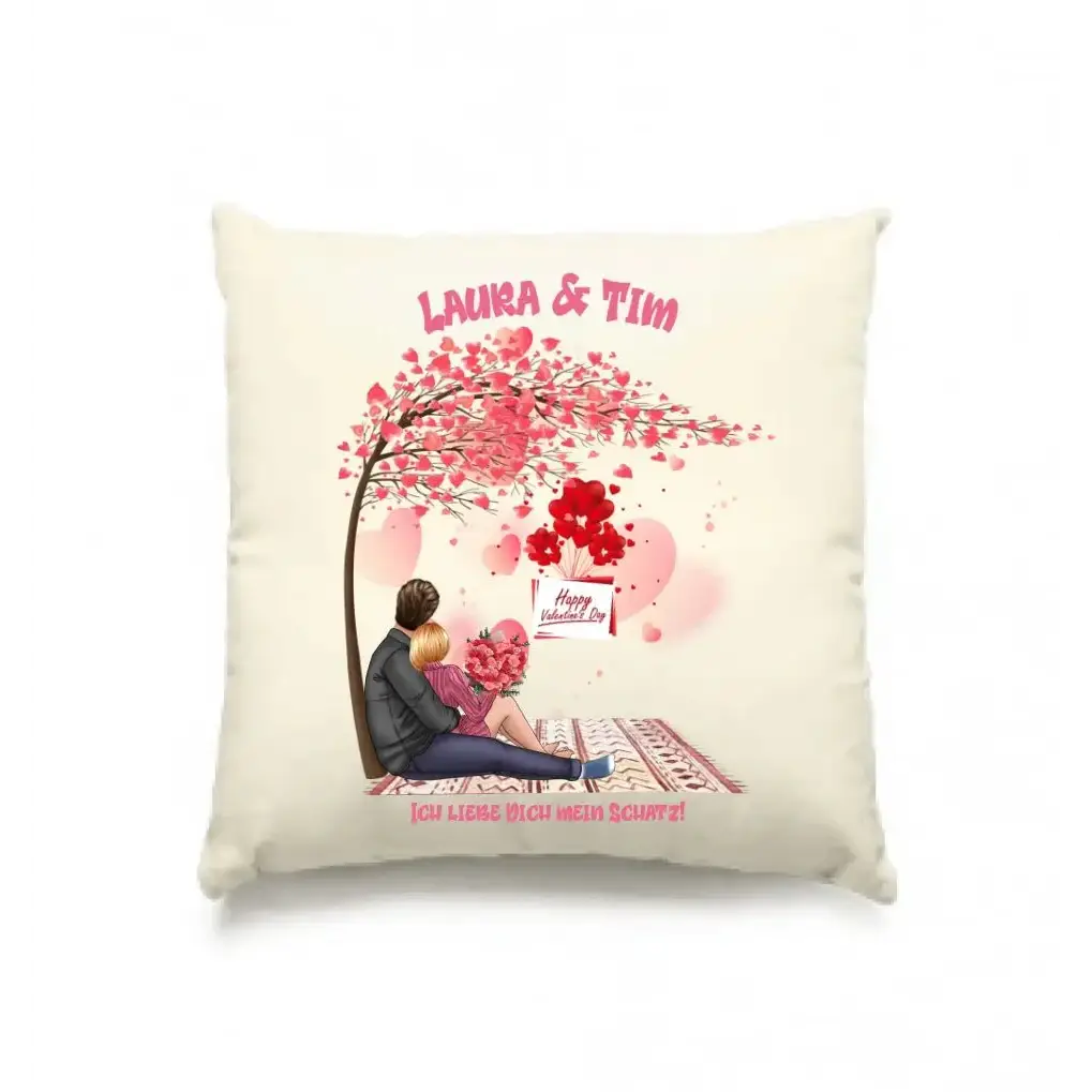 Paar Designer Valentinstag Picknick: Kissen 40x40 cm - personalisierbar