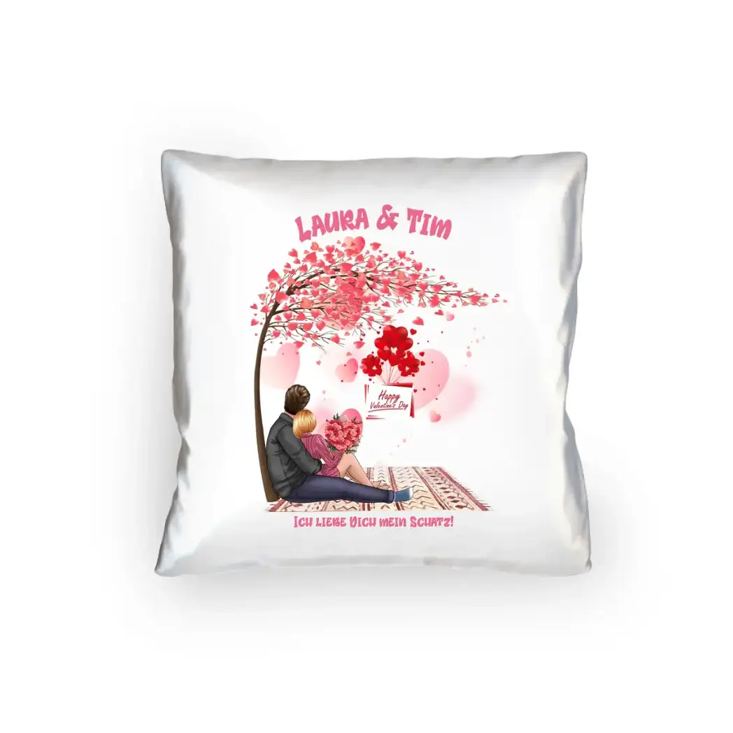 Paar Designer Valentinstag Picknick: Kissen 40x40 cm - personalisierbar