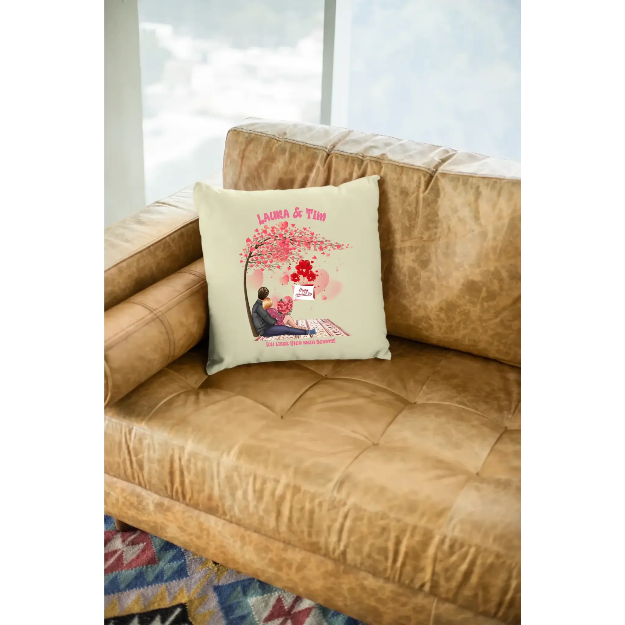 Paar Designer Valentinstag Picknick: Kissen 40x40 cm - personalisierbar