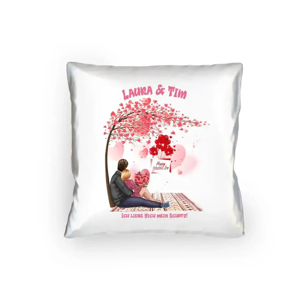 Paar Designer Valentinstag Picknick: Kissen 40x40 cm - personalisierbar